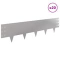 vidaXL Obrubník trávnika 20 ks 100 x 25 cm Oceľ Strieborná