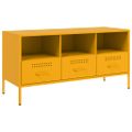 vidaXL TV skrinka horčicovožltá 100,5x39x50,5 cm oceľ