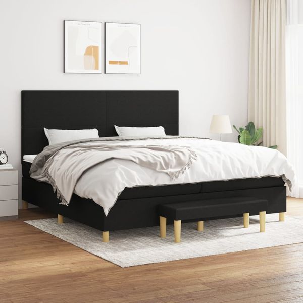 vidaXL Boxspring posteľ s matracom čierna 200x200 cm látka