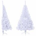 vidaXL Umelý polovičný vianočný stromček+stojan, biely 150 cm, PVC