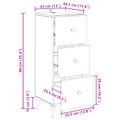 vidaXL Zásuvkový kabinet Sivá sonoma 33 x 34,5 x 90 cm
