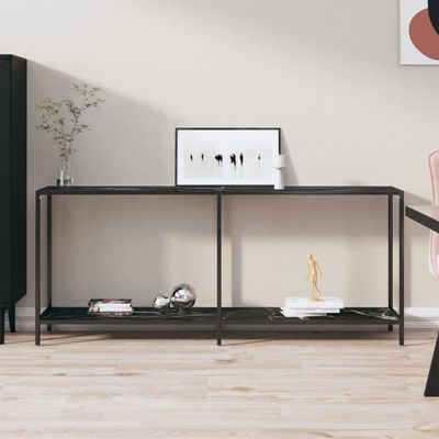 vidaXL Konzolový stolík čierny 180x35x75,5 cm tvrdené sklo