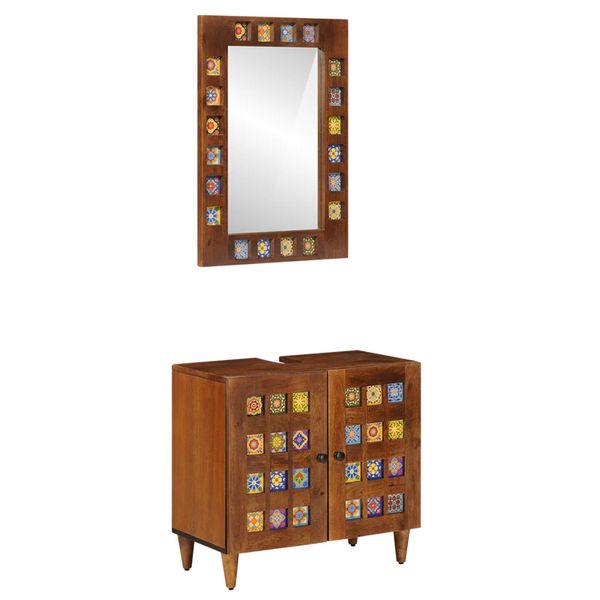 vidaXL Sada kúpeľňového nábytku 2 pcs Orech Masívne mango drevo
