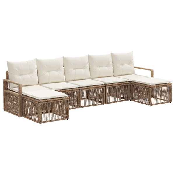 vidaXL Súprava záhradných pohoviek 7 pcs Béžová polyratan