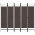vidaXL Paraván s 5 panelmi, hnedý 200x180 cm