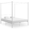 vidaXL Posteľný rám s baldachýnom biely kovový 160x200 cm