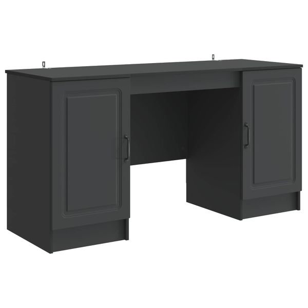 vidaXL Stôl s poličkou Čierna 142,5 x 50 x 75 cm Kompozitné drevo