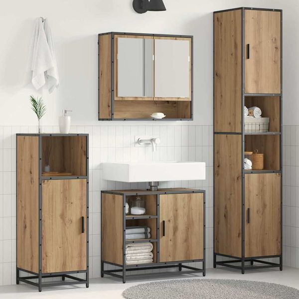 vidaXL Sada kúpeľňového nábytku 3 pcs Remeselný dub Kompozitné drevo