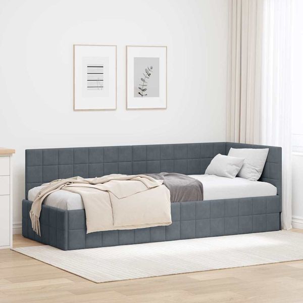vidaXL Rohový rám postele Tmavo šedá 80 cm x 200 cm Zamat