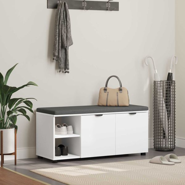 vidaXL Predsieňová lavica s vankúšom s poličkou Biely 100 x 38 x 46 cm