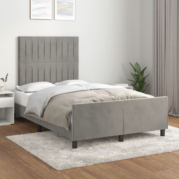 vidaXL Posteľ bez matracom svetlosivá 120x190 cm zamat