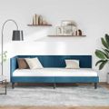 vidaXL Rohový rám postele s čelnou doskou Modrá 80 cm x 200 cm Zamat