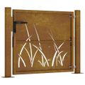 vidaXL Záhradná brána 100x75 cm, oceľ Corten, dizajn s trávou