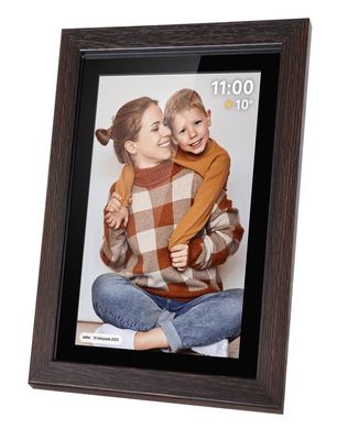 Fotorámik KRUGER &amp; MATZ KM1102 Frameo WiFi, drevený rám Fotorámeček KRUGER & MATZ KM1102 Frameo WiFi, dřevěný rám