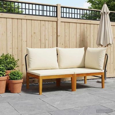 vidaXL 2 ks Záhradný lounge set s vankúšmi Prírodná