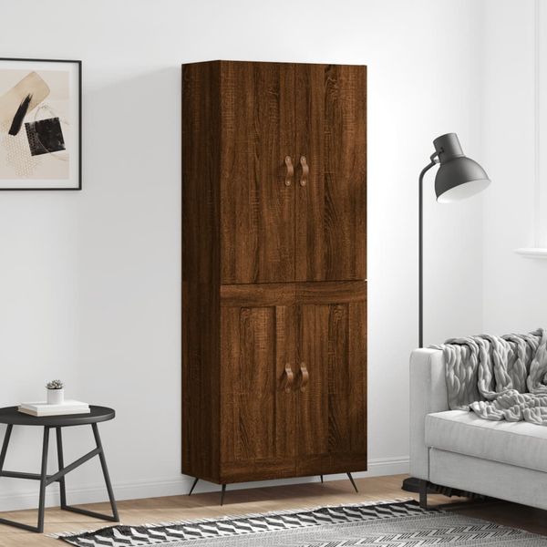 vidaXL Vysoká skrinka hnedý dub 69,5x34x180 cm spracované drevo