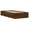 vidaXL Posteľný rám so zásuvkami hnedý dub 100x200 cm kompozitné drevo