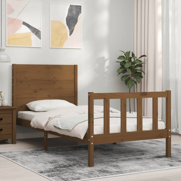 vidaXL Rám postele s čelom medovohnedý 100x200 cm masívne drevo