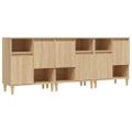 vidaXL Komody 3 ks dub sonoma 60x35x70 cm kompozitné drevo