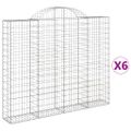 vidaXL Oblúkové gabiónové koše 6ks 200x30x160/180cm pozinkované železo