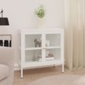 vidaXL Komoda biela 70x35x70 cm oceľ a sklo