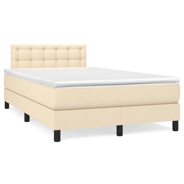 vidaXL Boxspring posteľ s matracom a LED krémová 120x190 cm látka