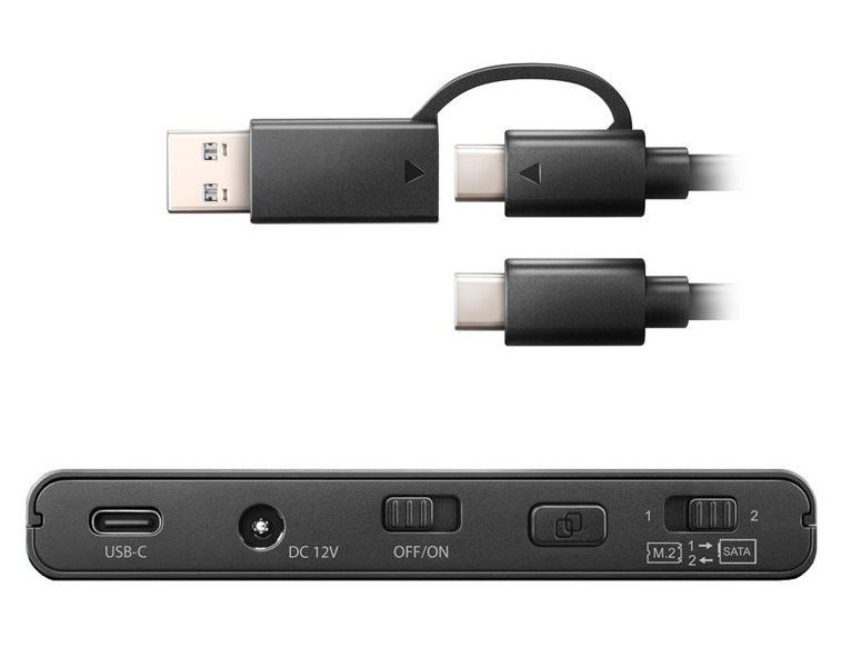 AXAGON ADSA-CC USB-C 10Gbps - NVMe M.2 SSD & SATA 2.5"/3.5" SSD/HDD CLONE MASTER 2 Box na disk, adaptér, externý, pre M.2 NVMe a 2,5"/3,5" SATA HDD/SSD, USB-C 3.2 Gen2, klonovanie disku, čierny