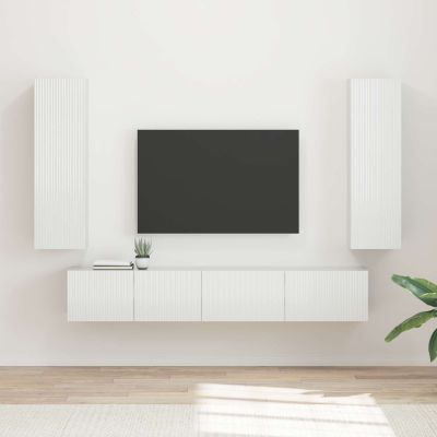 vidaXL Zostava TV skriniek 3 pcs Vysoký lesk bielej Kompozitné drevo
