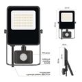 LED reflektor VISIO s pohybovým čidlom, 30 W, neutrálna biela, čierný
