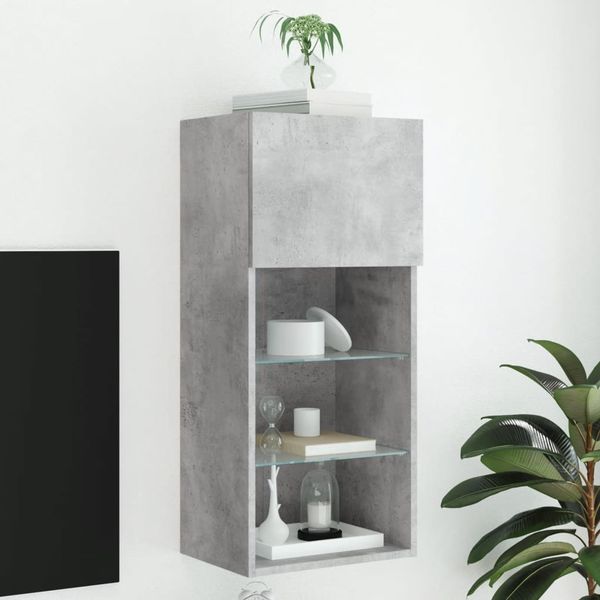 vidaXL TV skrinka s LED svetlami betónovo sivá 40,5x30x90 cm
