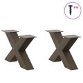 vidaXL Nohy konferenčného stolíka v tvare X, 2 ks, prírodná oceľ, 50 x (30-31) cm, oceľ
