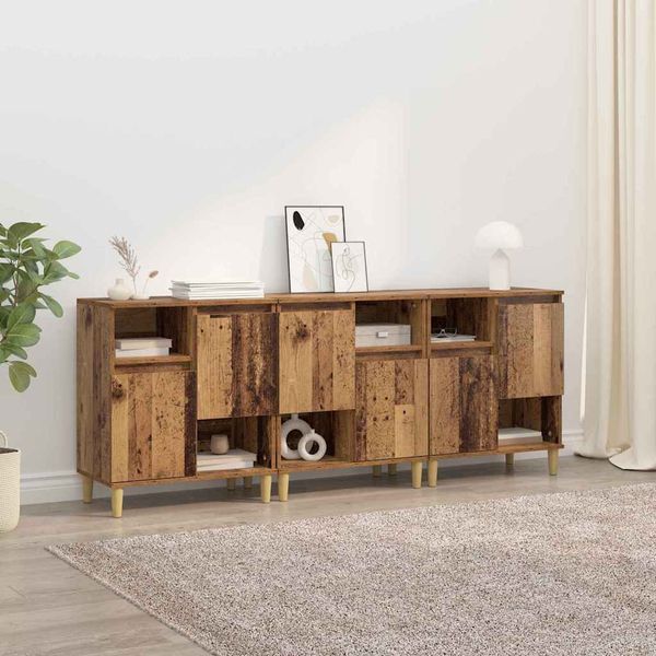 vidaXL Komody 3 pcs Staré drevo 60 x 35 x 70 cm Kompozitné drevo