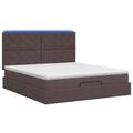 vidaXL Ottoman posteľ s matracom a LED Tmavohnedá 140 x 200 cm Látka