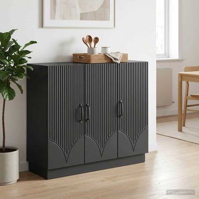 vidaXL Servírovacia skriňa Čierna 89 x 34,5 x 77 cm Kompozitné drevo