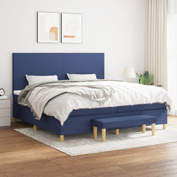 vidaXL Boxspring posteľ s matracom modrá 200x200 cm látka
