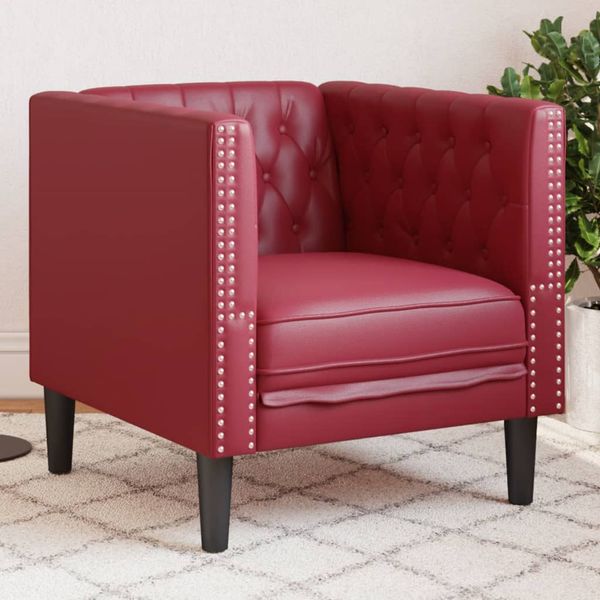 vidaXL Kreslo chesterfield vínovo-červené umelá koža