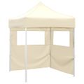 vidaXL Profesionálny skladací párty stan+2 steny 2x2 m, oceľ, krémový