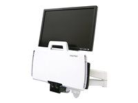 Montážna sada (kĺbové rameno, priehradka pre klávesnicu s ľavou/pravou priehradkou pre myš, držiak na skener čiarových kódov) - pre LCD displej / PC vybavenie - oceľ - biela - veľkosť obrazovky: až 24" - montáž na stenu