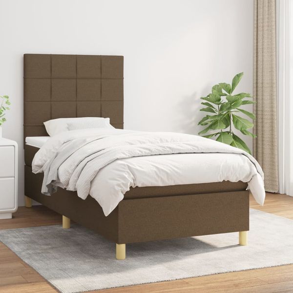 vidaXL Boxspring posteľ s matracom tmavohnedá 100x200 cm látka