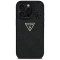 Guess Hardcase PU Grained Hot Stamp 4G Triangle Metal Case pre iPhone 16 Pro 6,3" čierna