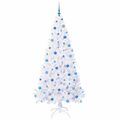 vidaXL Umelý vianočný stromček s 300 LED-i Biela 210 cm PVC a oceľ