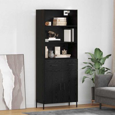 vidaXL Highboard Čierny dub 69,5 x 34 x 180 cm Kompozitné drevo