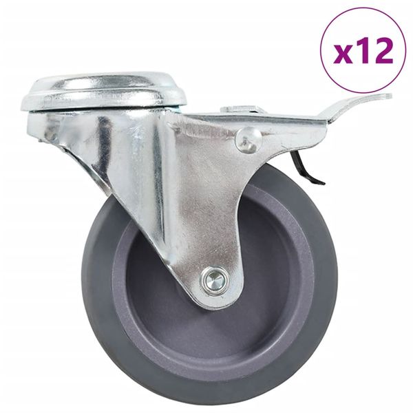 vidaXL Otočné kolieska s otvorom na skrutku 12 ks, 75 mm