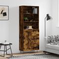 vidaXL Vysoká skrinka dymový dub 69,5x34x180 cm spracované drevo