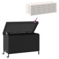 vidaXL Záhradný úložný box s kolieskami, čierny 110x55x73 cm, polyratan