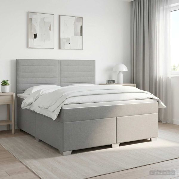 vidaXL Posteľ boxspring s matracom Svetlosivá 140 x 200 cm Látka