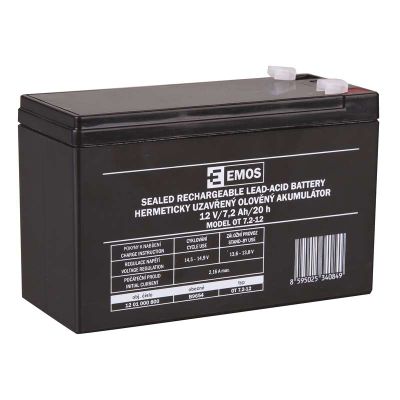 Baterie olověná  12V /  7,2Ah  EMOS bezúdržbový akumulátor faston 4,7 mm