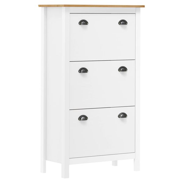 vidaXL Skrinka na topánky Hill, biela 72x35x124 cm, borovicový masív