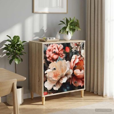 vidaXL Příborník BORNE Tlač svetlej pivonky 66 x 36,5 x 75 cm Sonoma