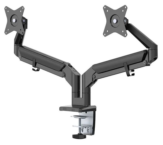 Neomounts DS70-810BL2/Držák displeje/na stůl/17-32"/svorka/VESA 100X100/nosn. 2x9kg/plyn. píst/ultra tenký/2 disp./čern Držák, VESA, stolní, pro 2 ploché monitory, úhloprícka 17"-32", náklon, otácení, rotace, nosnost 18kg, cerný